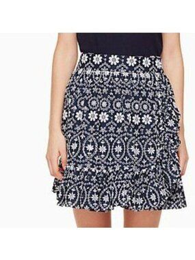 Kate Spade Eyelet Wrap Skirt Rich Navy/Fresh White, size 4